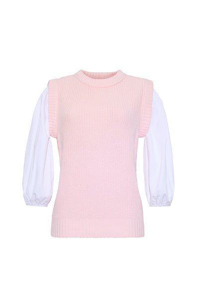 The Phoebe Mixed Media Shirt | Pink