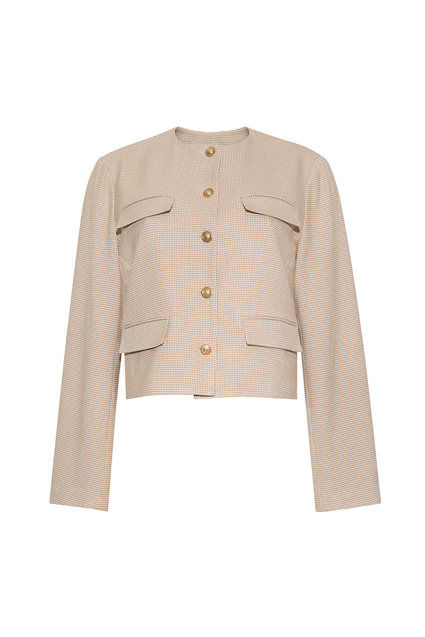 The Alexa Houndstooth Jacket | Mocha Check
