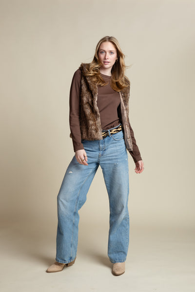 The Reed Blended Fur Vest | Chocolate Blend