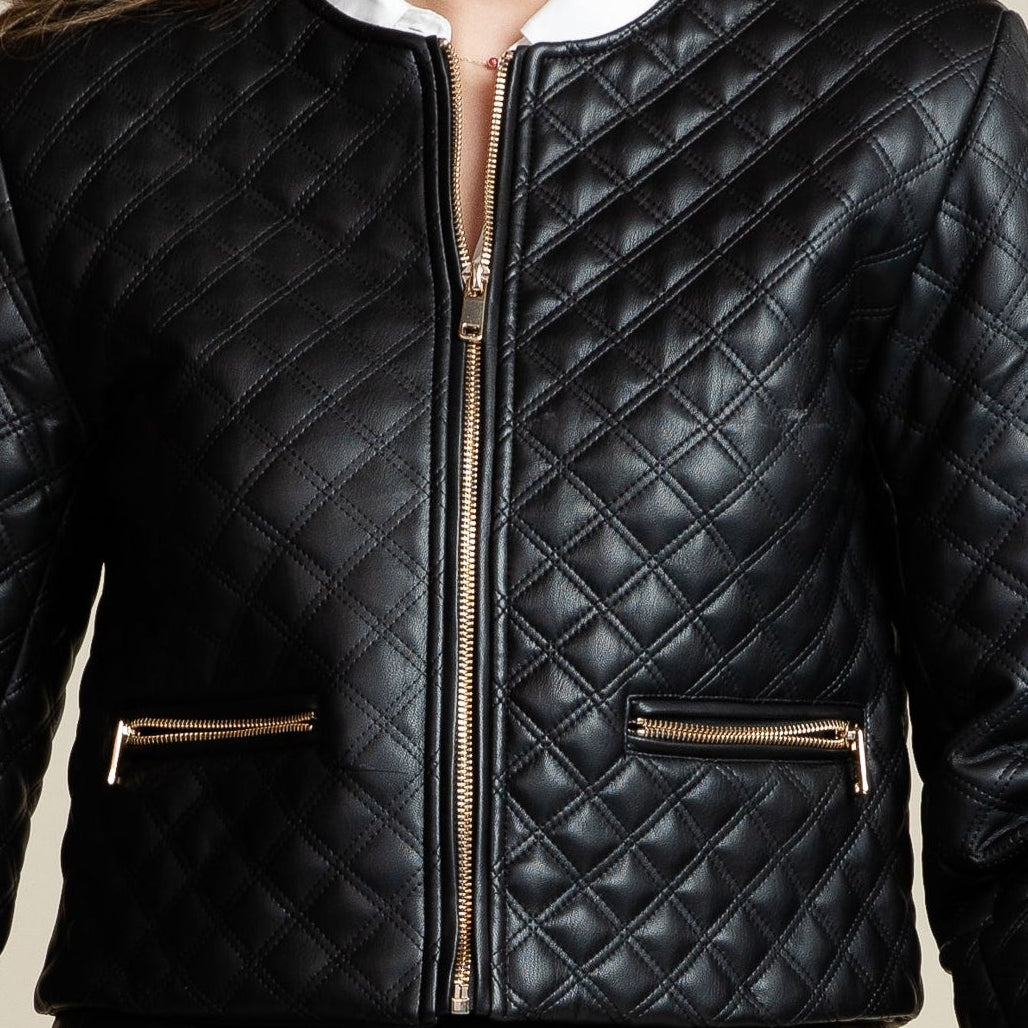 The Bentley Leather Quilted Jacket | Black
