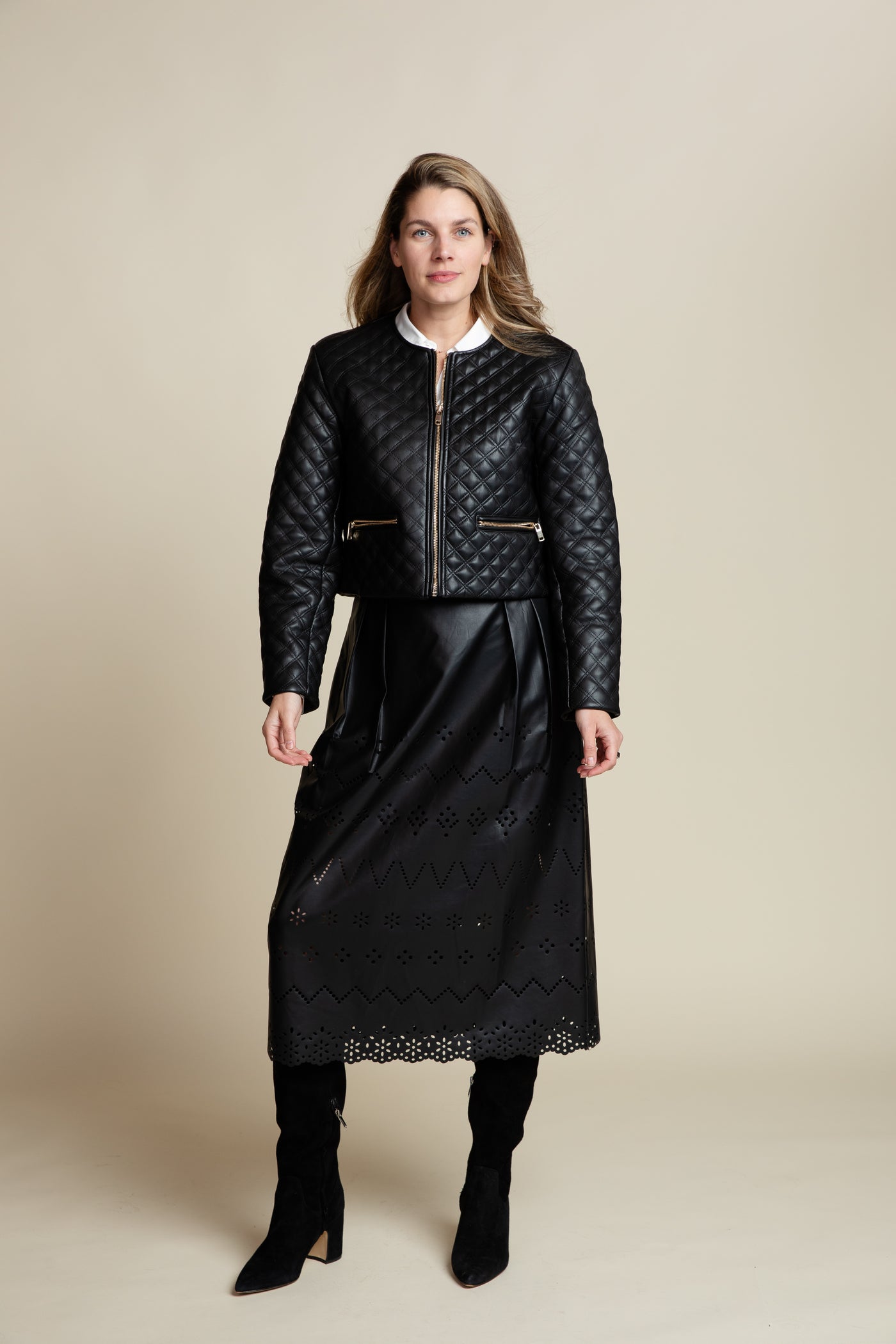 The Bentley Leather Quilted Jacket | Black