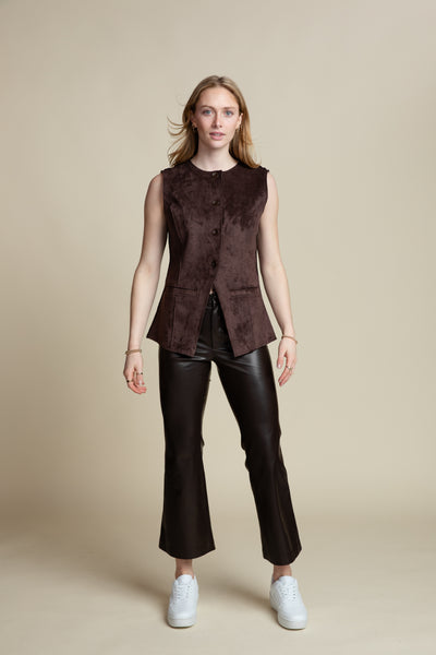 The Chloe Suede Vest | Chocolate