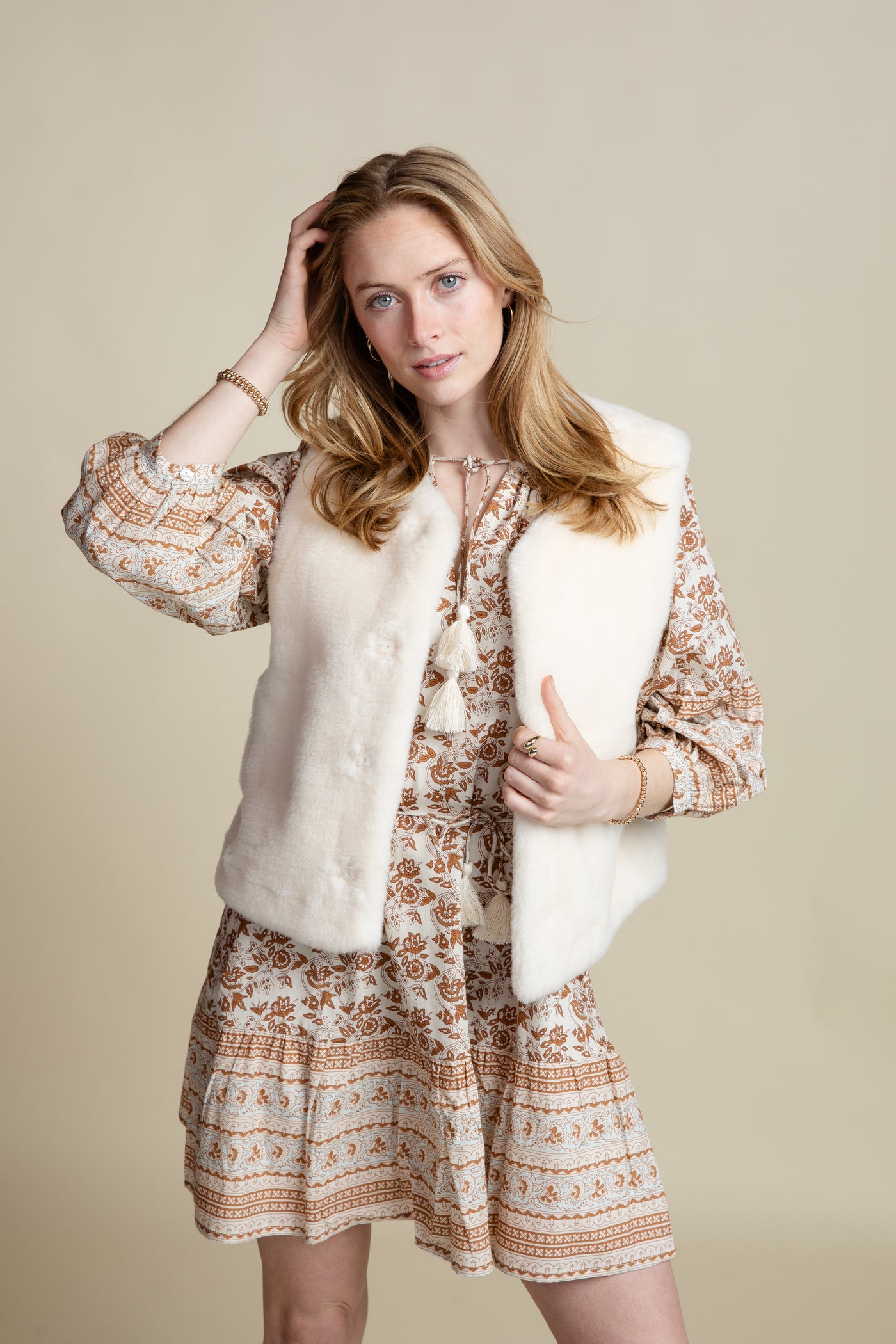 The Poppy Shearling Vest | Cream