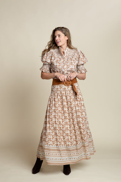 The Lauren Cotton Voile Skirt | Mocha Print
