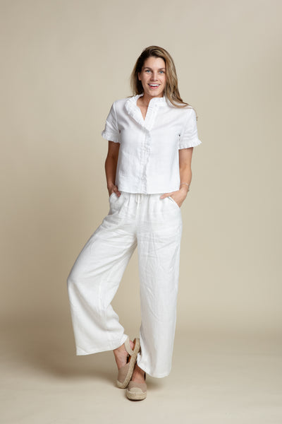 The Lilian Linen Pant | White