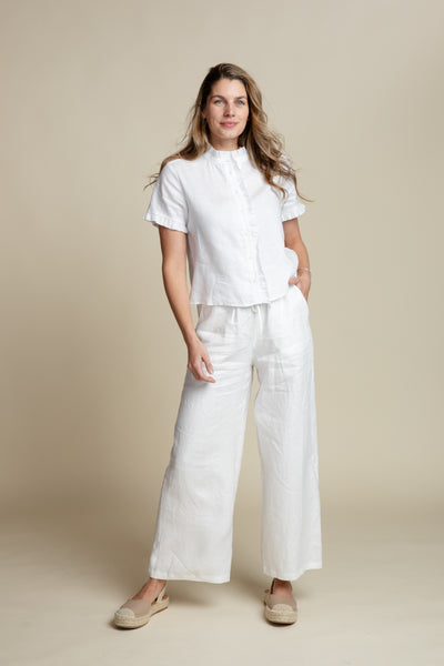 The Lilian Linen Pant | White