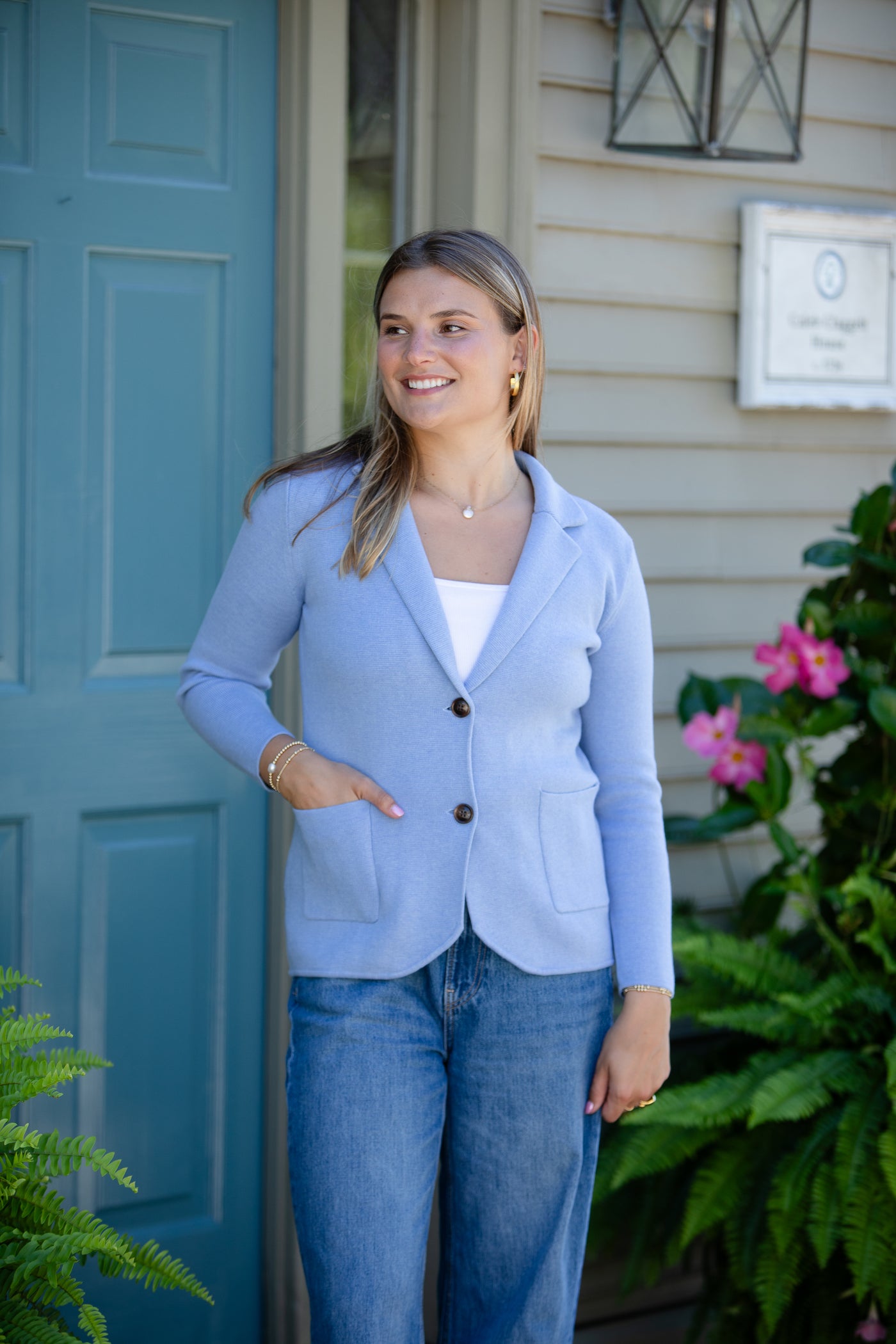 The Milly Knit Blazer | Blueberry