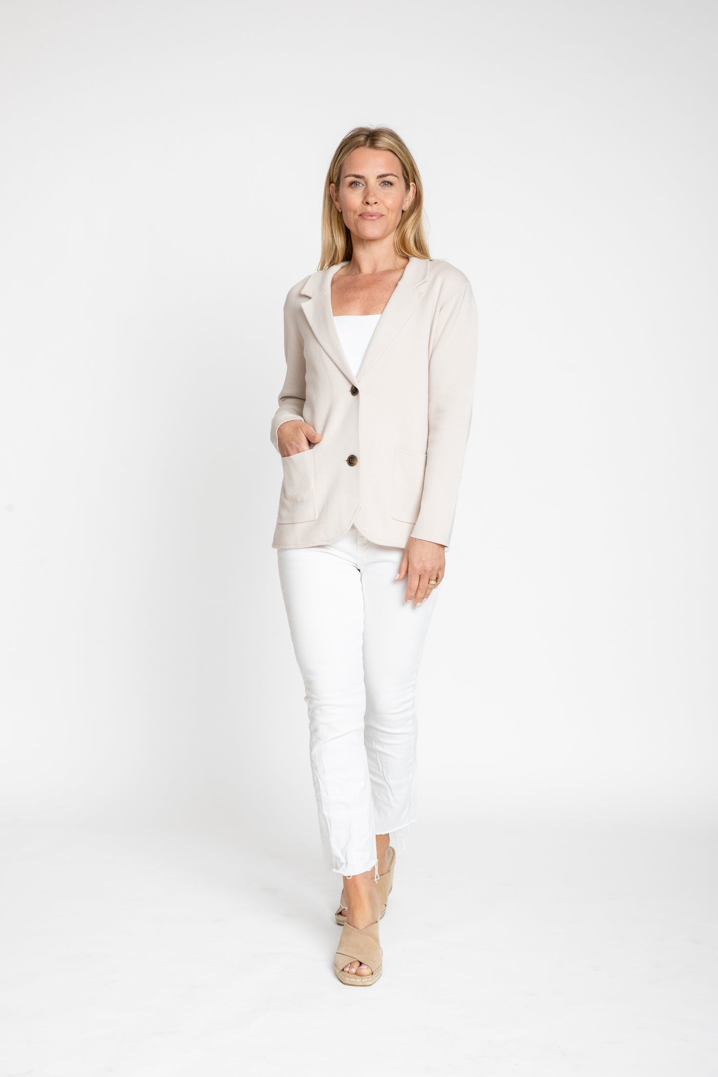 The Milly Knit Blazer | Sand