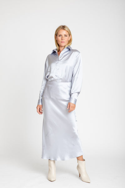 The Hadley Satin Skirt | Silver