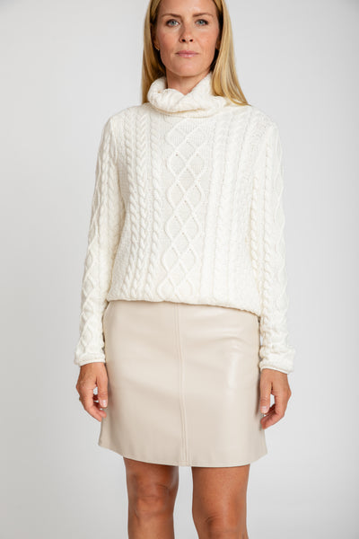 The Payton Vegan Leather Mini Skirt | Cream
