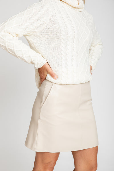 The Payton Vegan Leather Mini Skirt | Cream