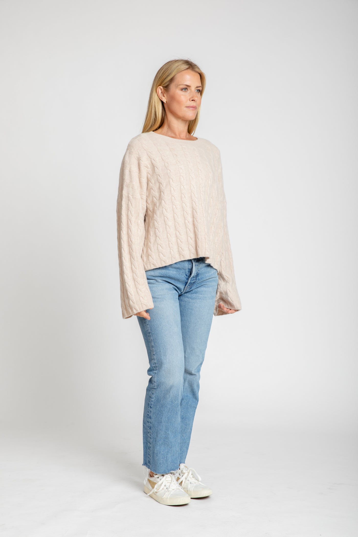 The Sadie Bell Sleeve Crew Sweater | Oatmeal