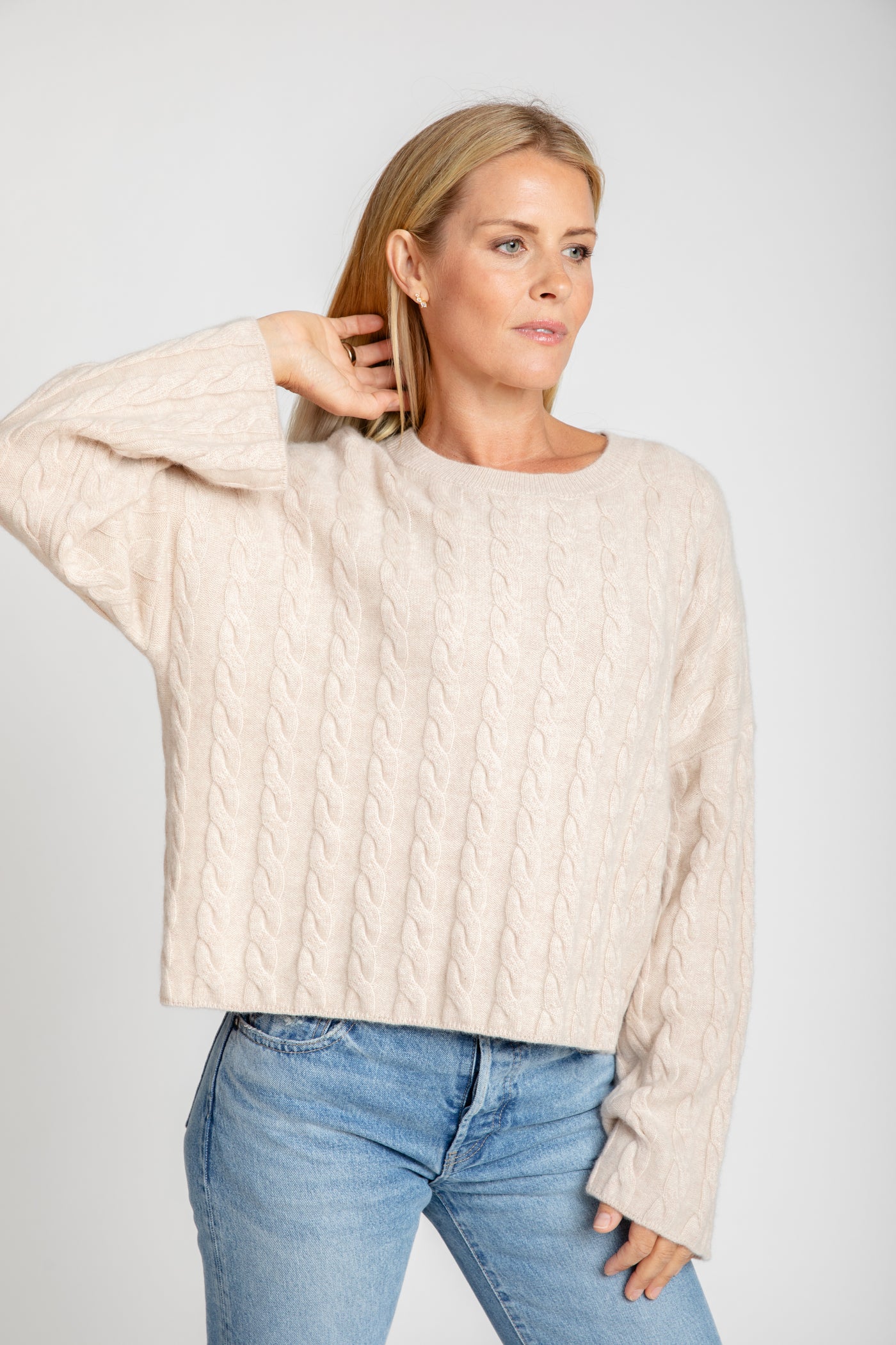The Sadie Bell Sleeve Crew Sweater | Oatmeal
