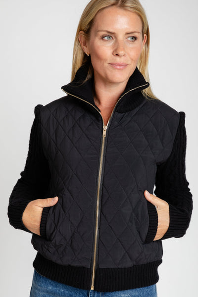 The Mia Mixed Media Jacket | Black