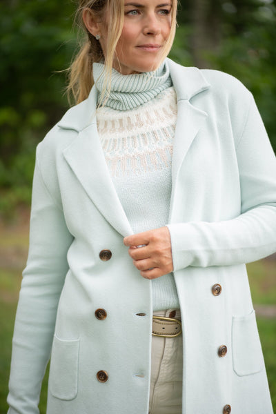 The Milan Double-Breasted Knit Blazer | Mist