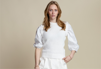 The Phoebe Mixed Media Shirt | White