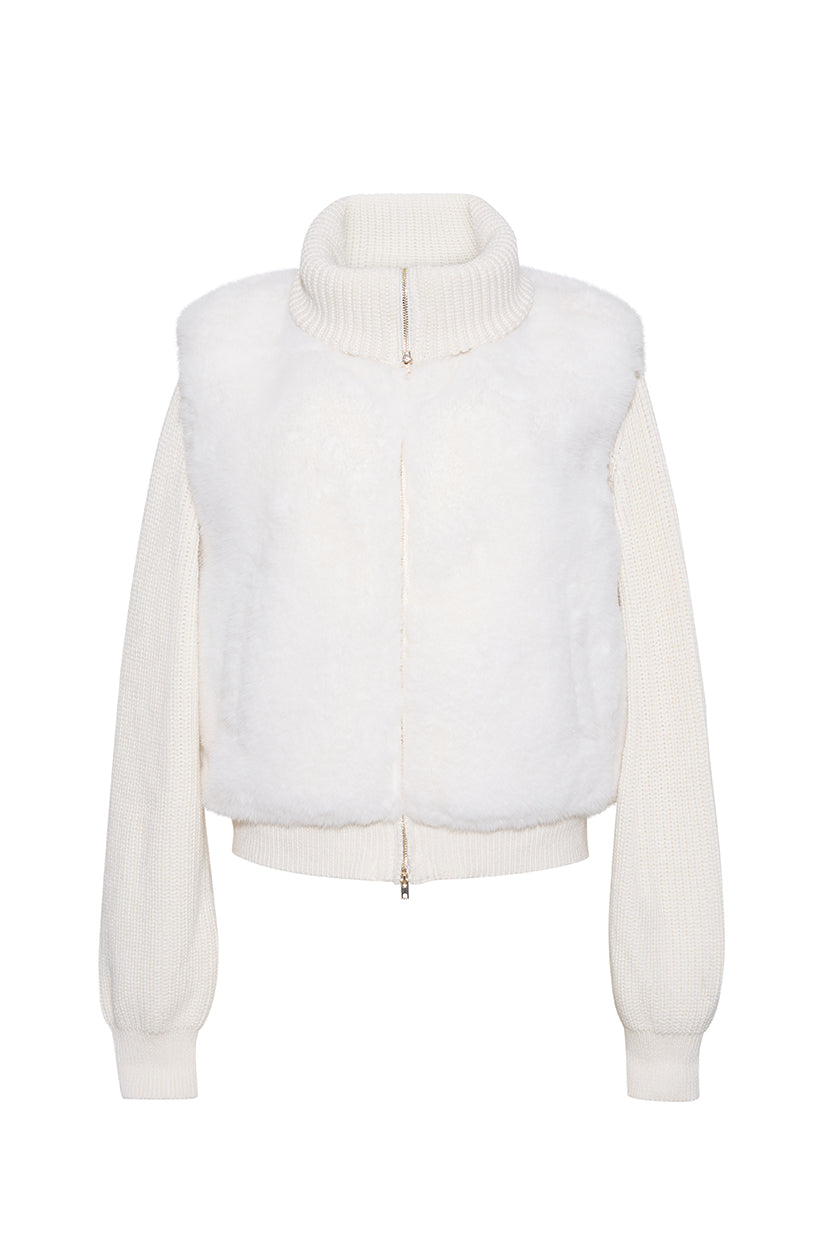 The Finley Mixed Media Faux Fur Jacket | Cream