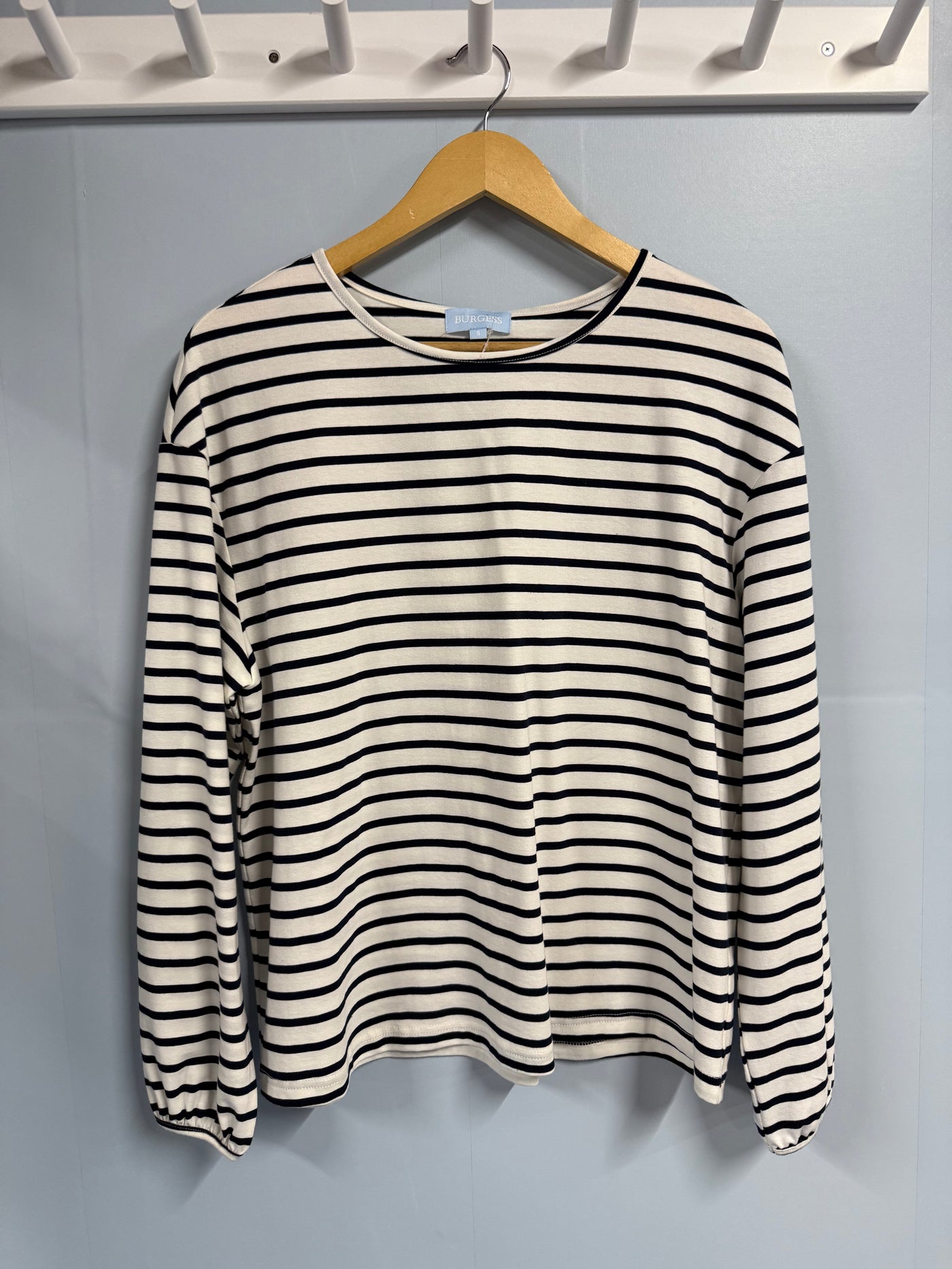 The Emma Crew Neck Tee | White & Navy