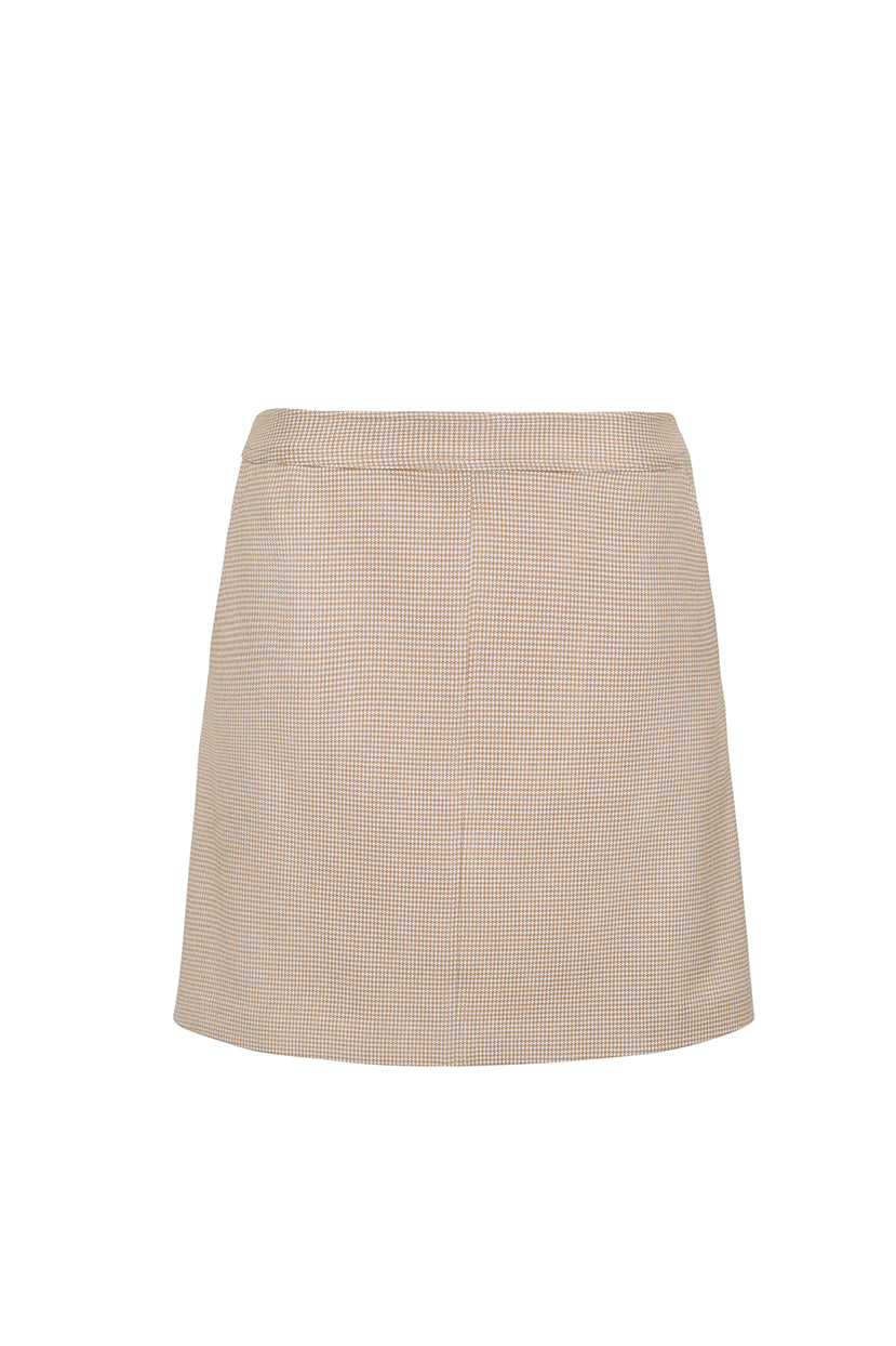 The Payton Houndstooth Mini Skirt | Mocha Check