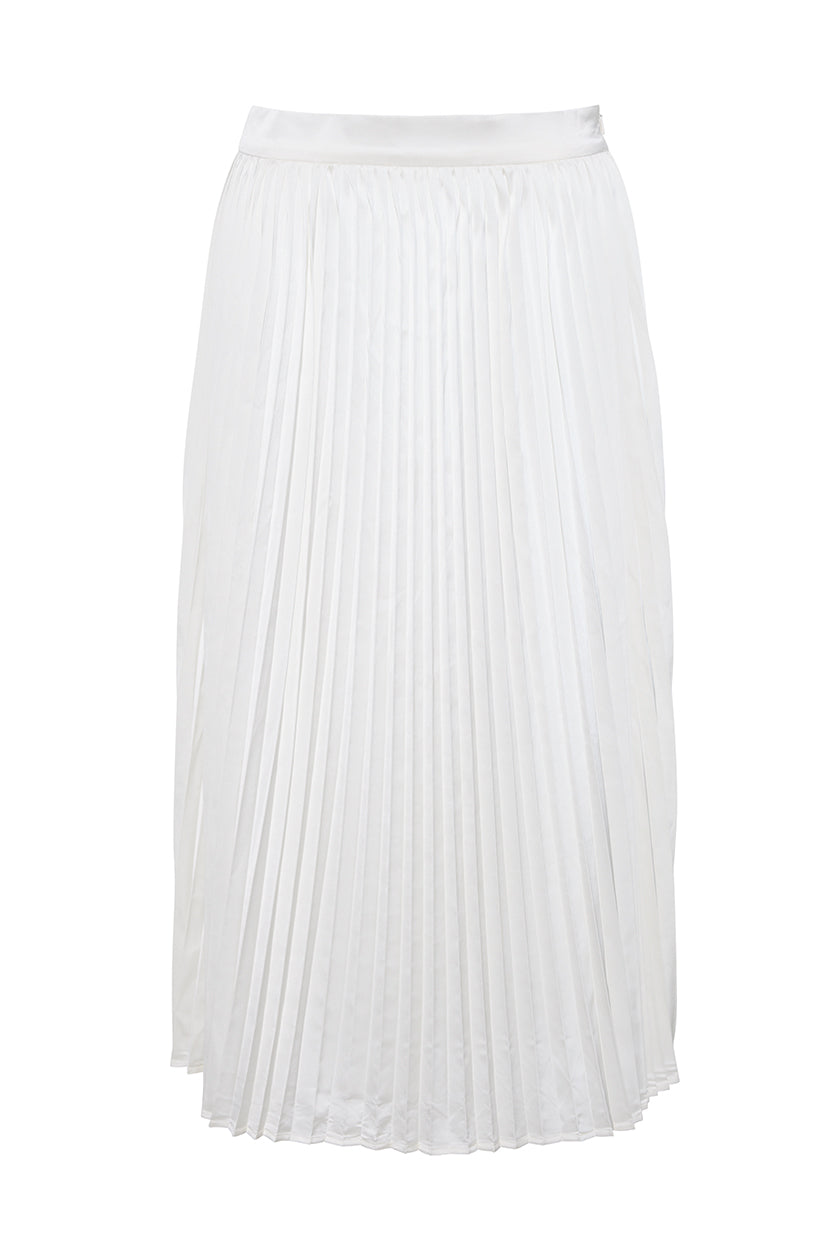 The Sarah Pleated Satin Skirt | Cream