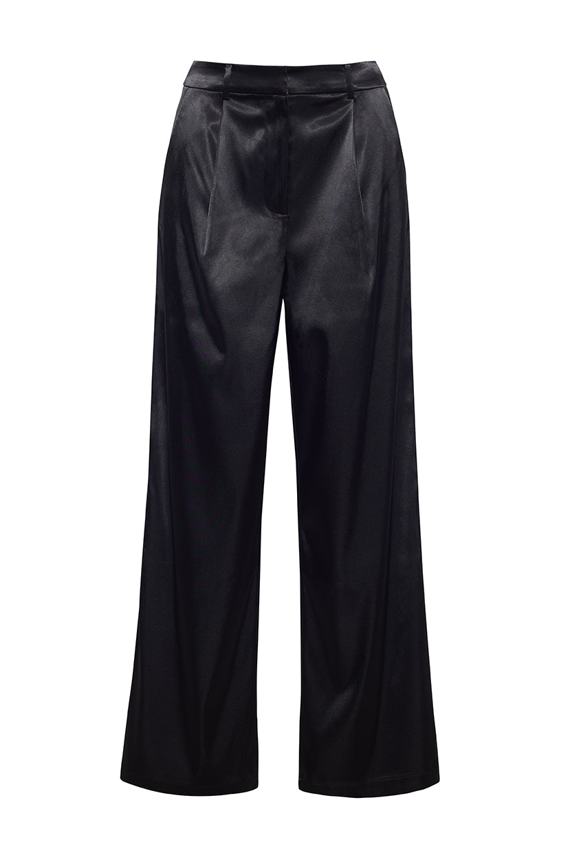 The Quinn Satin Pant | Black