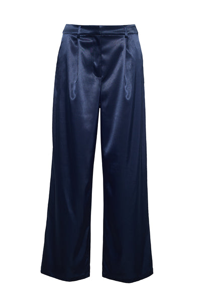 The Quinn Satin Pant | Navy