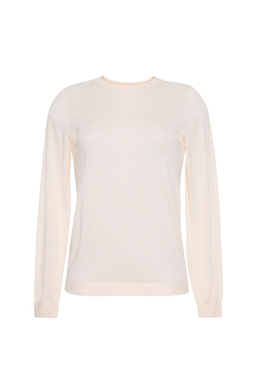 The Kit Fine Gauge Crew Neck Sweater | Cream
