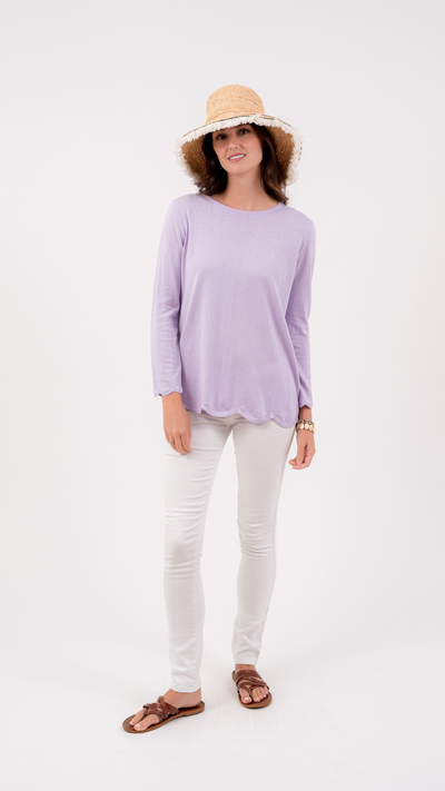 The Scalloped Crew Neck | Lavender