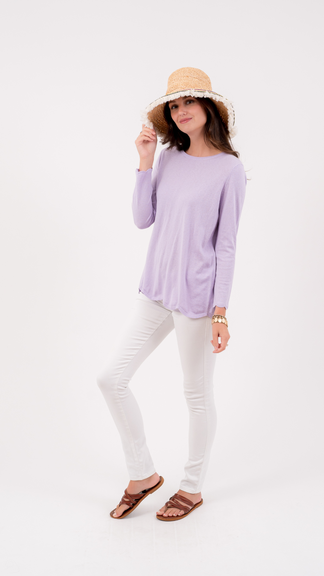 The Scalloped Crew Neck | Lavender