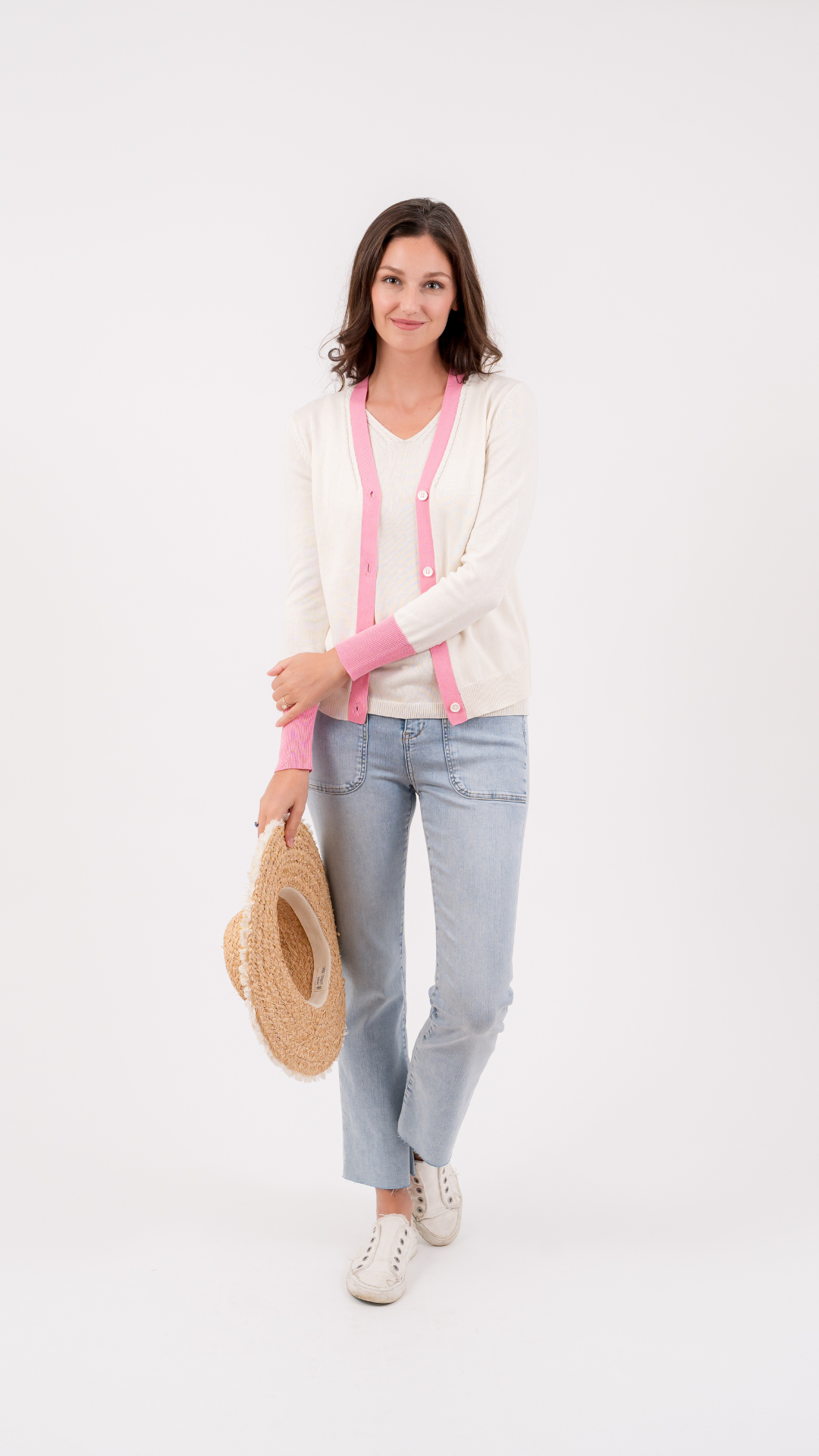 The Detailed Cardigan | White + Peony