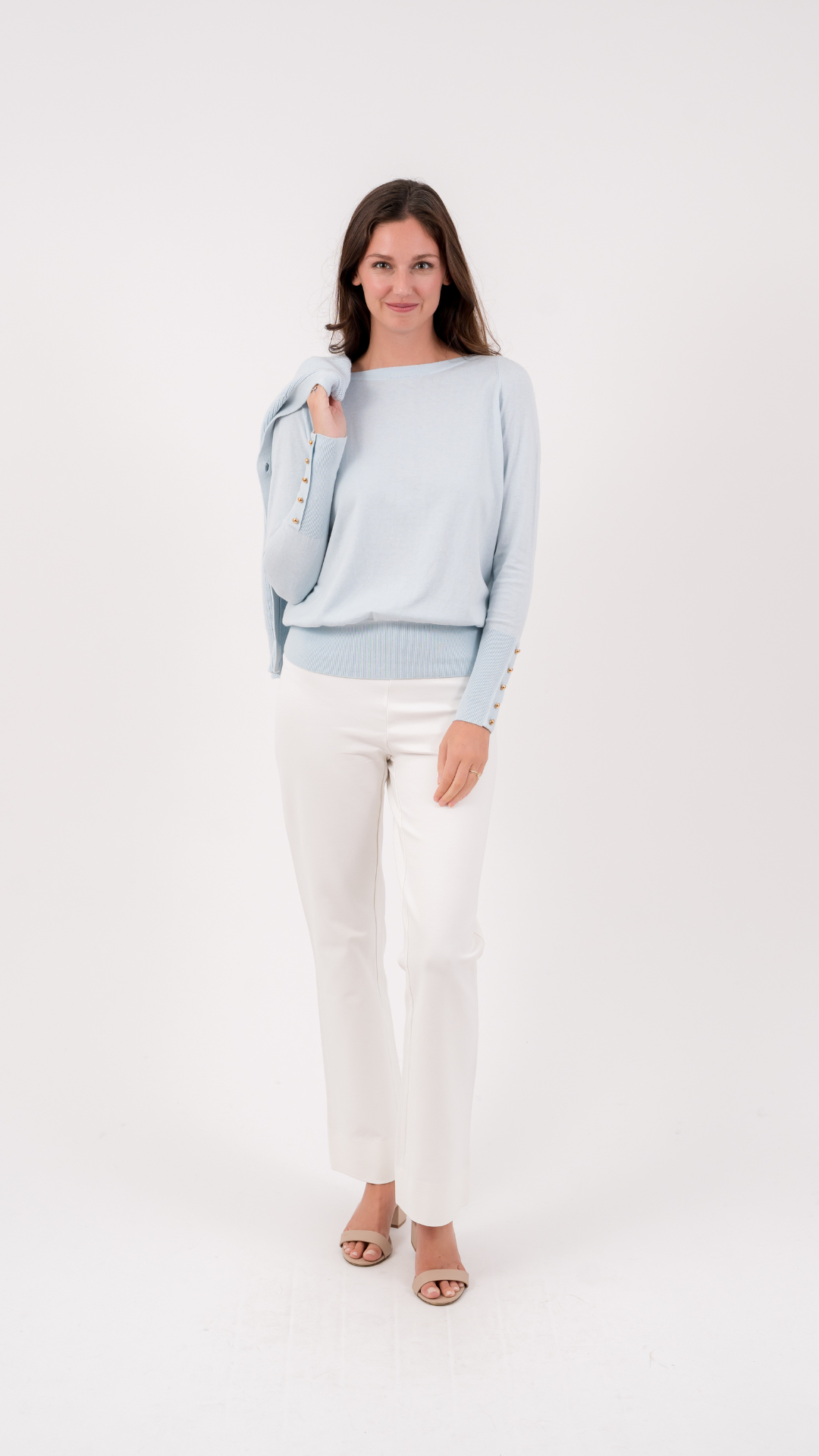 The Bateau Neck Sweater | Frost Blue