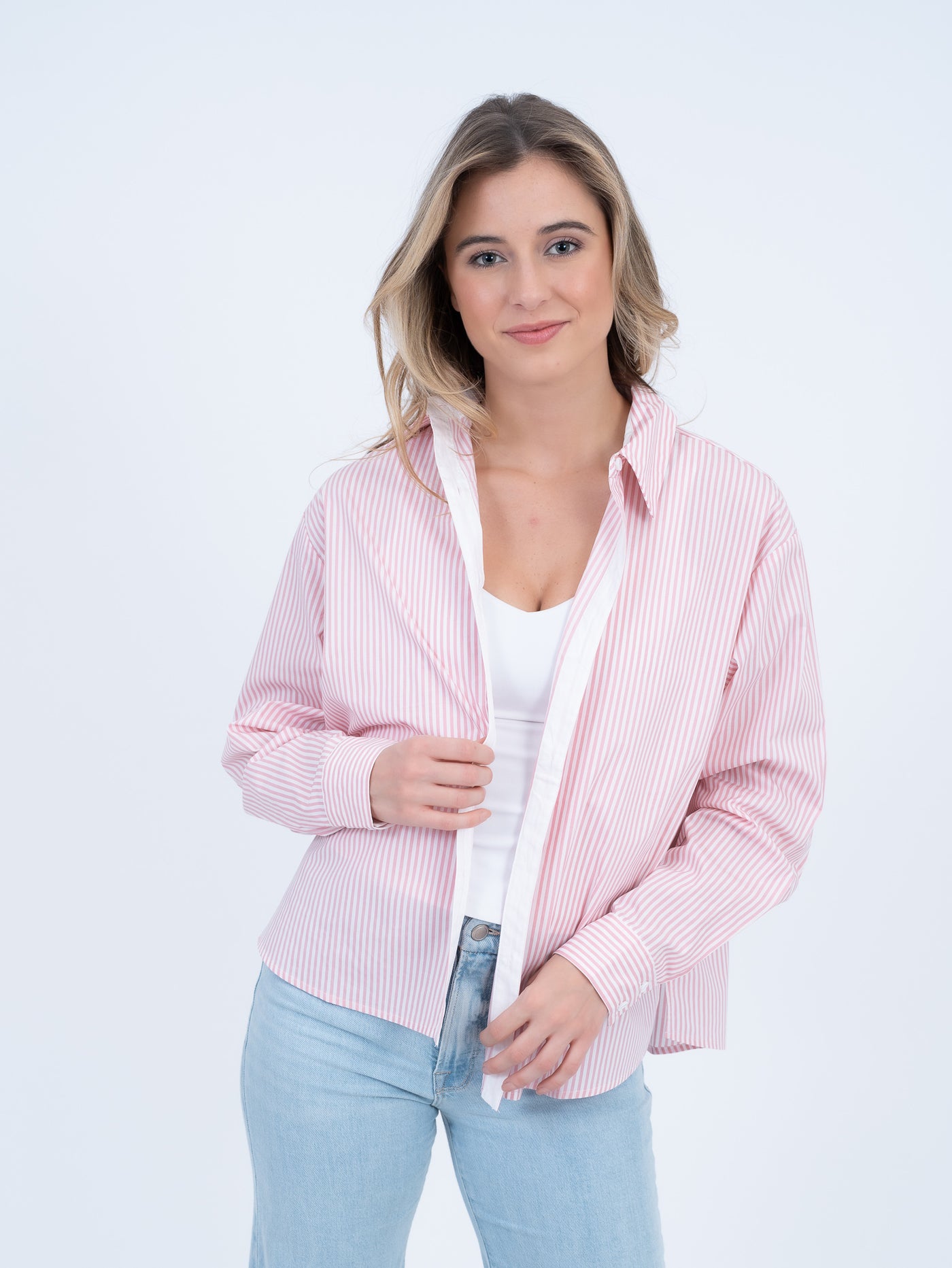 The Classic Striped Shirt  | Peony + White