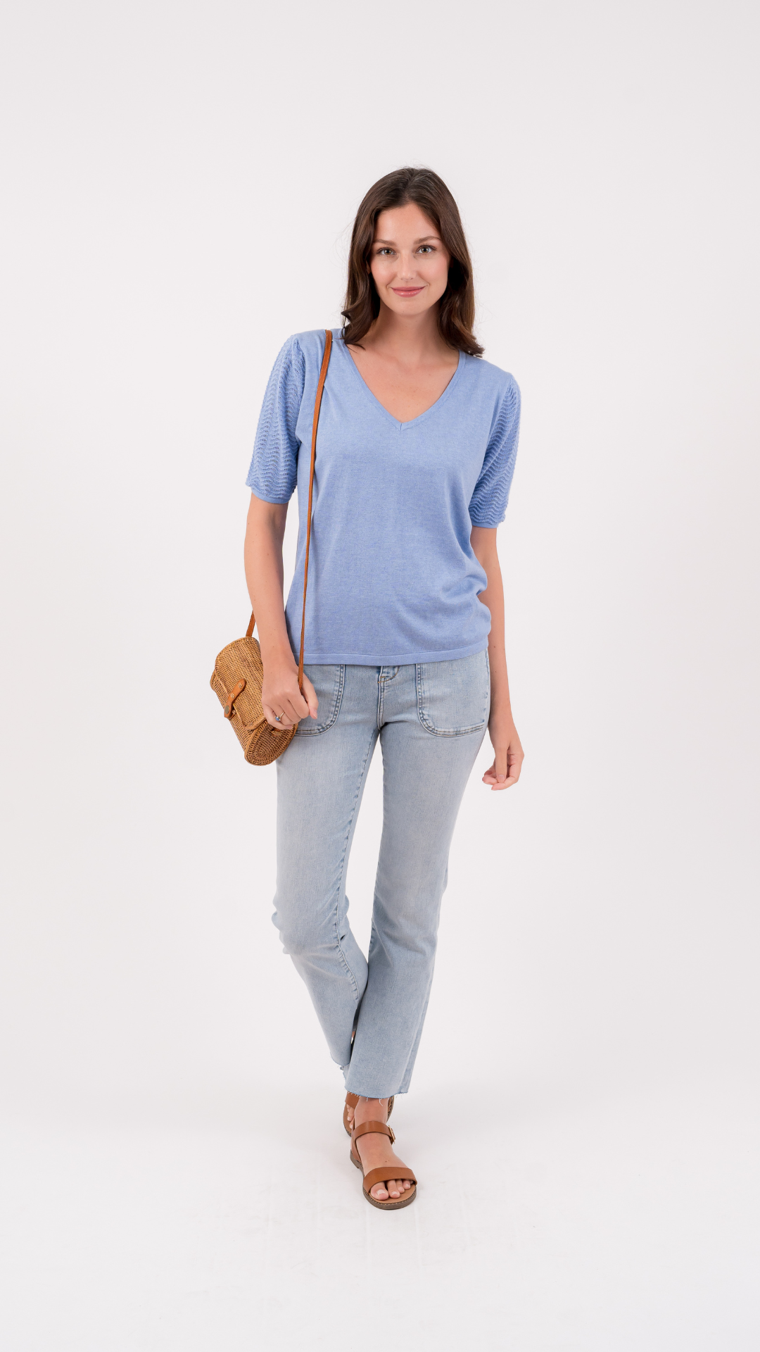 The Caroline V-Neck | Sky