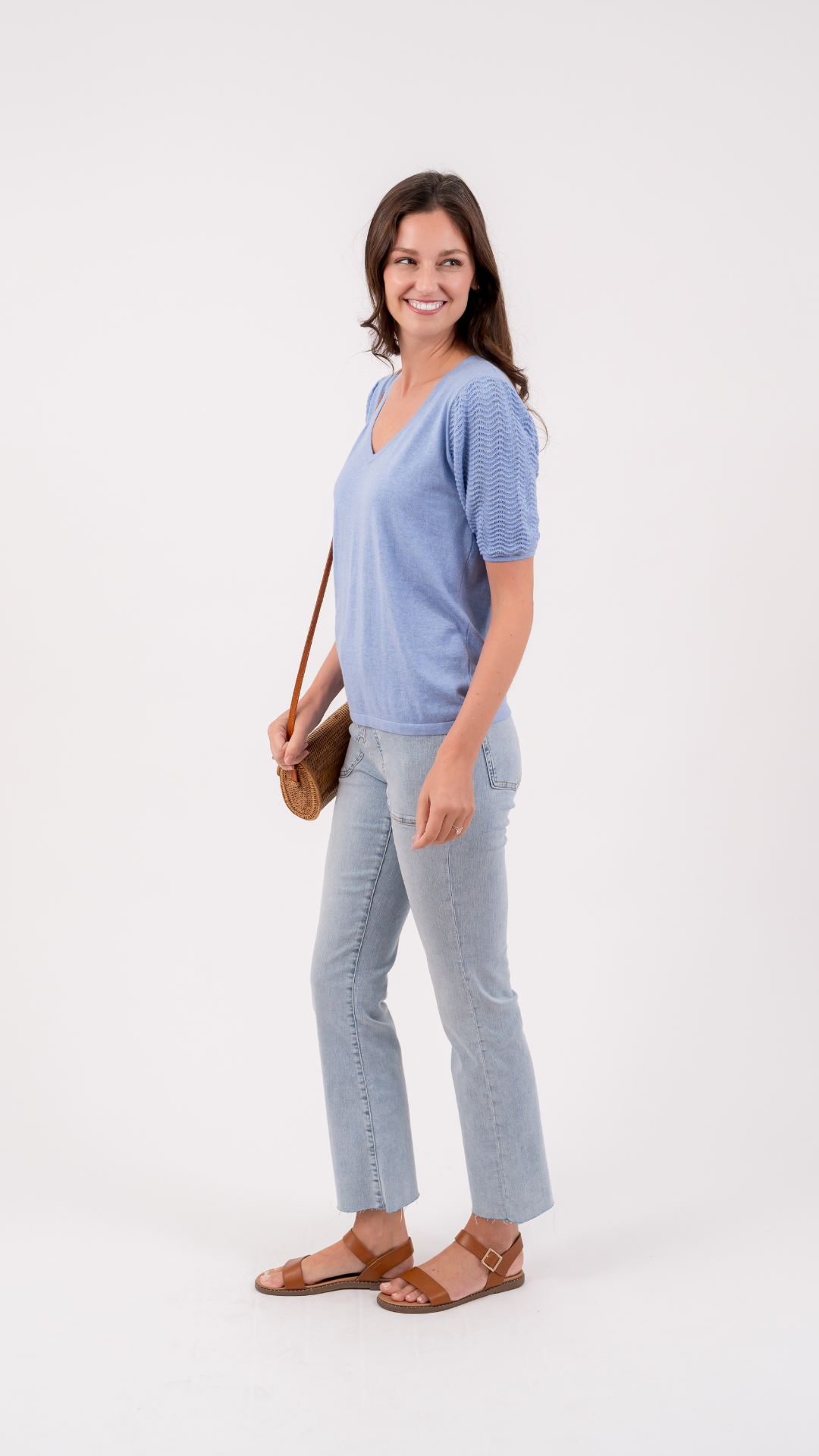 The Caroline V-Neck | Sky