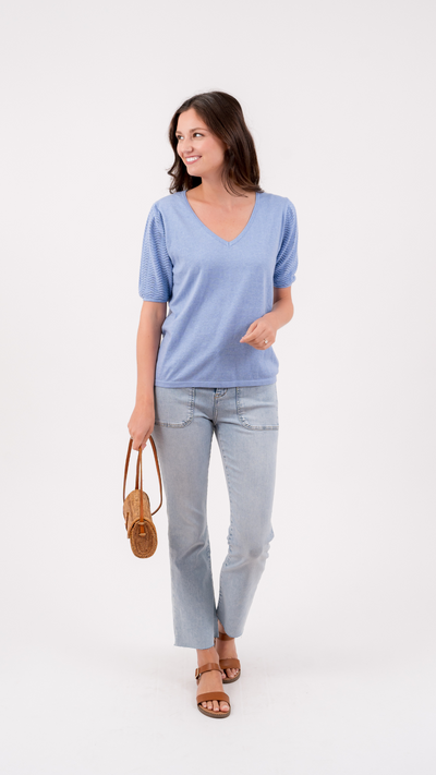 The Caroline V-Neck | Sky