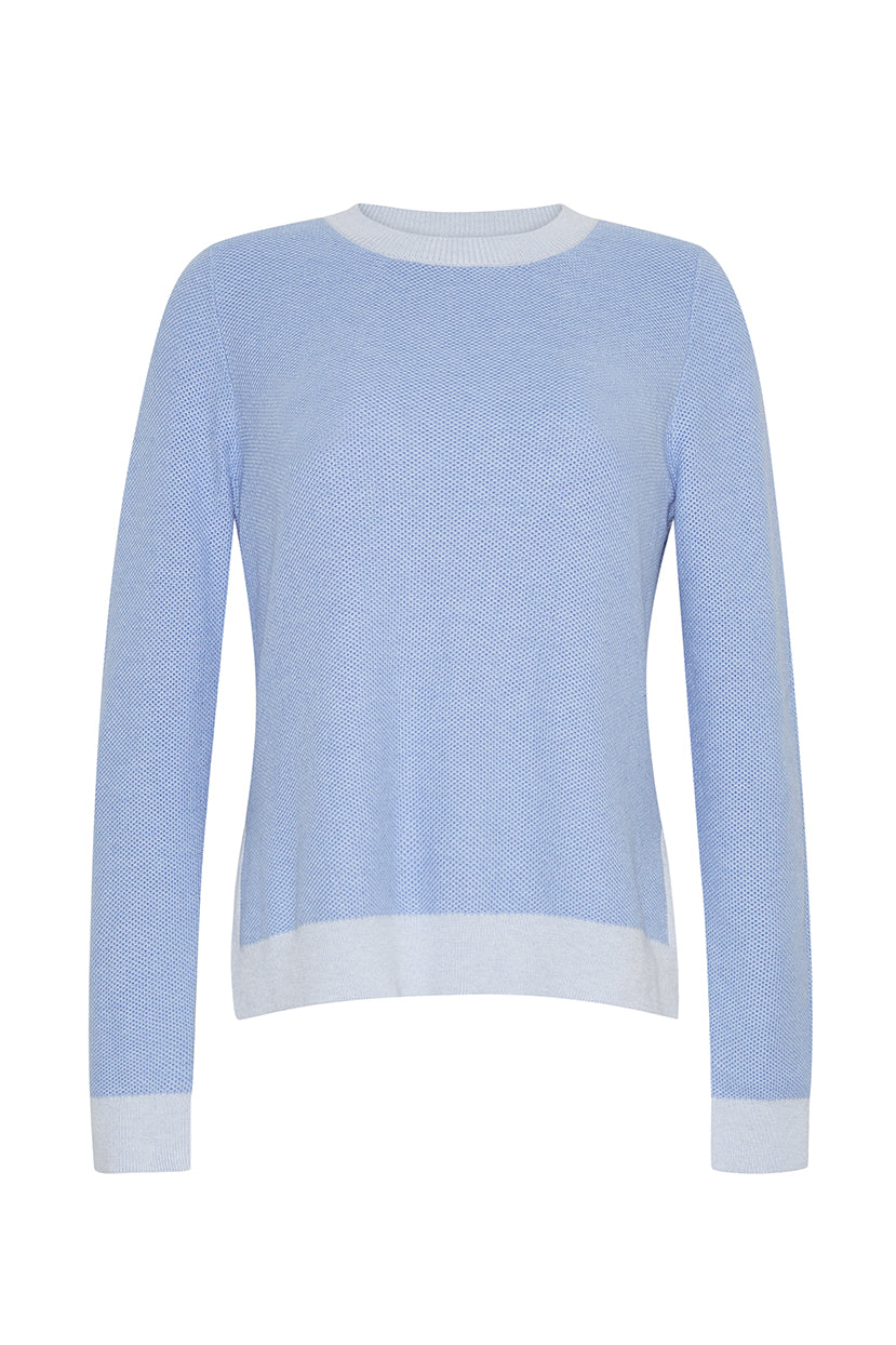 The Bea Seed Stitch Sweater | Blueberry Frost Blue Combo