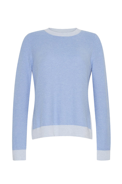 The Bea Seed Stitch Sweater | Blueberry Frost Blue Combo