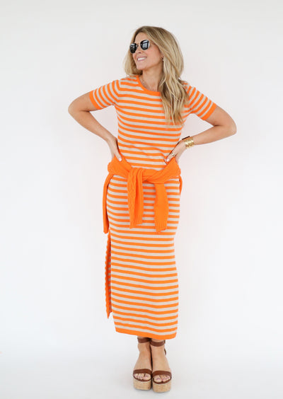 The Trixie Dress | Orange Stripe